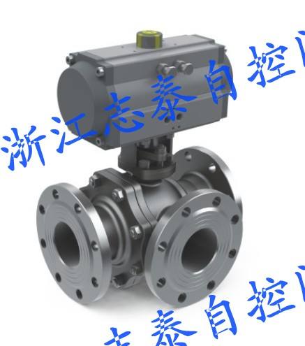 氣動三通法蘭式球閥
