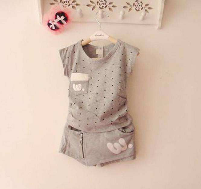 多可愛 韓版 兒童短褲套裝2014夏裝新款童裝 女童短袖T恤裙褲套裝