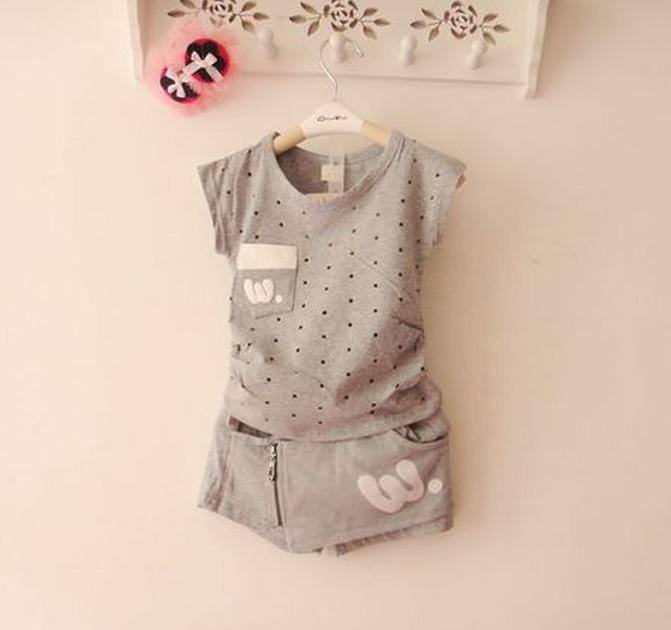 多可愛 韓版 兒童短褲套裝2014夏裝新款童裝 女童短袖T恤裙褲套裝