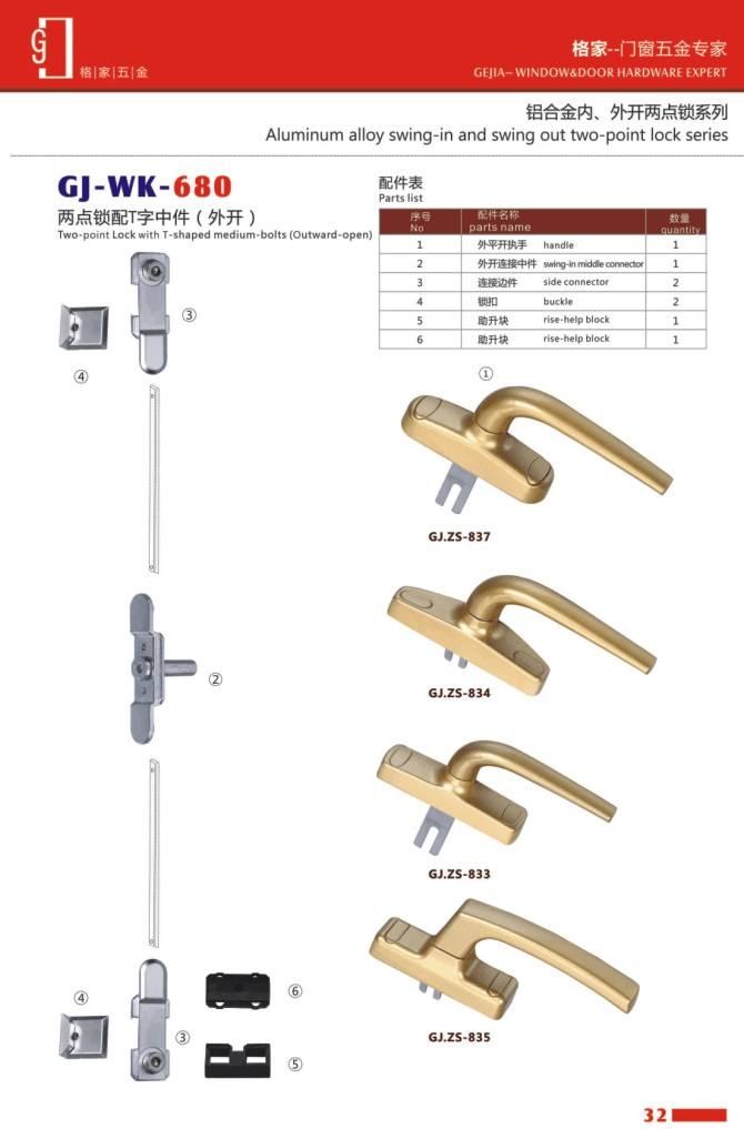 鋁合金內(nèi)/外開兩點(diǎn)鎖