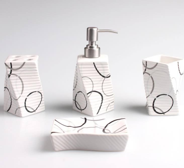 廠家供應(yīng) 現(xiàn)代簡約創(chuàng)意 乳白陶瓷 衛(wèi)浴洗漱套件