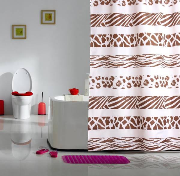 廠家直銷(xiāo) 浴室加厚防水 白底花紋 兩件裝沐浴用品 防霉滌綸浴簾