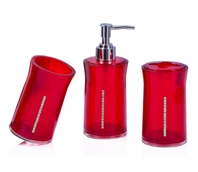 鑲鉆洗漱套裝三件套，如玻璃般晶瑩剔透，質地堅固不易碎