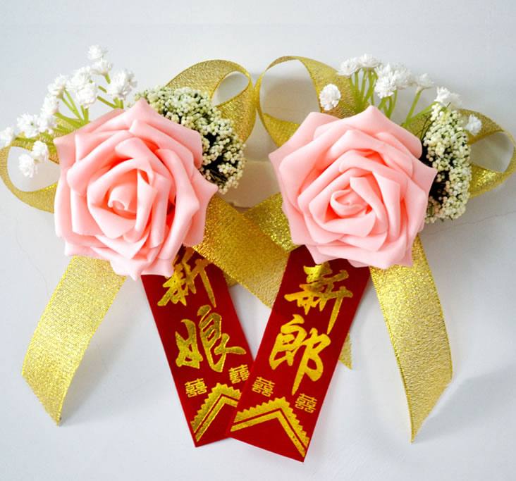 新娘婚慶用品 結婚用品 新娘裝飾 卡通玩具 小泰迪熊 玫瑰胸花D85