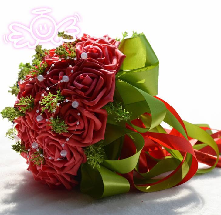 新娘手捧花23加珠紅色 婚慶裝飾用品 創意禮品 結婚禮物工廠 D168