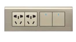 10A250V二位雙控點(diǎn)開關(guān)帶二位五孔