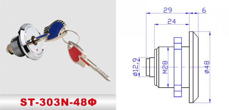 ST-303N-48Φ 險(xiǎn)箱鎖、防盜鎖、通道鎖