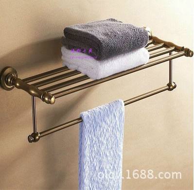 歐式雙層仿古浴巾架 拉絲浴室掛件