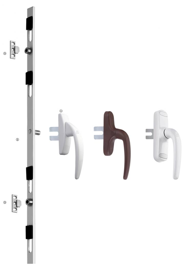 NWK360非歐標外平開兩點鎖組件（鋁條拔釘式）