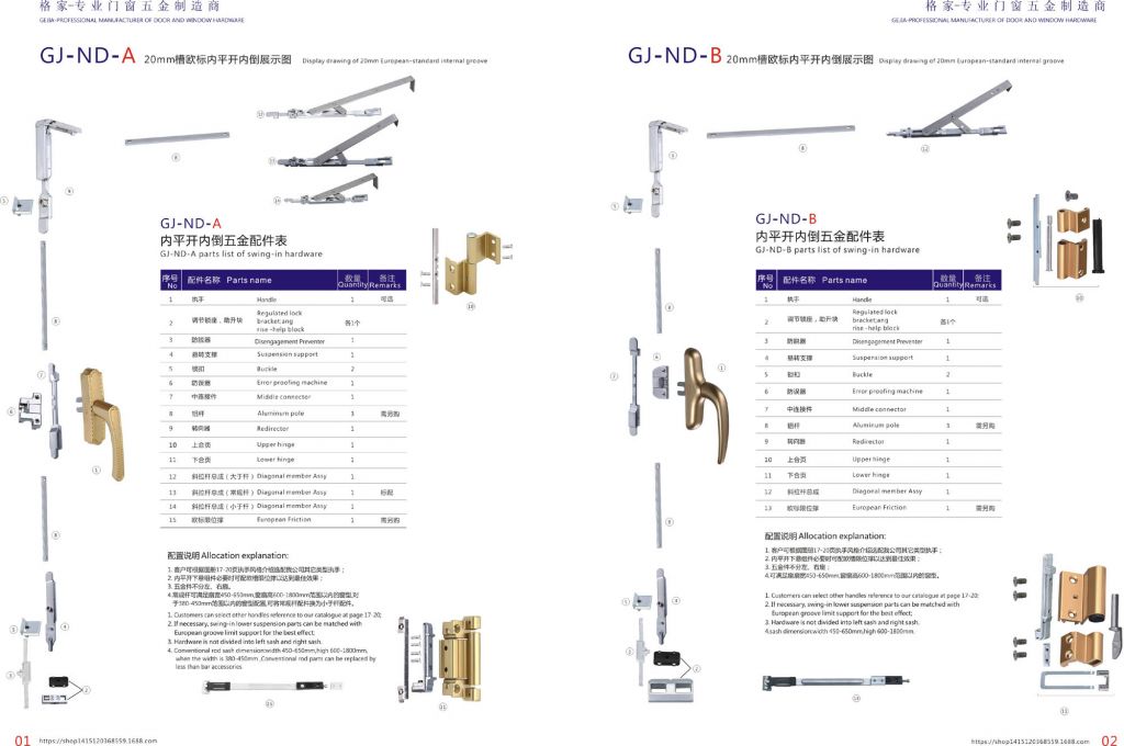 歐標內平開窗（內開內倒） 門窗配件