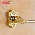 銅歐式金色雕花單桿毛巾架鍍金浴室衛(wèi)生間毛巾?xiàng)U五金掛件