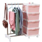 衣櫥帶掛衣桿簡易衣柜多功能塑料組裝兒童收納柜
