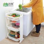 家居百貨塑料收納籃蔬菜儲物架移動廚房收納筐