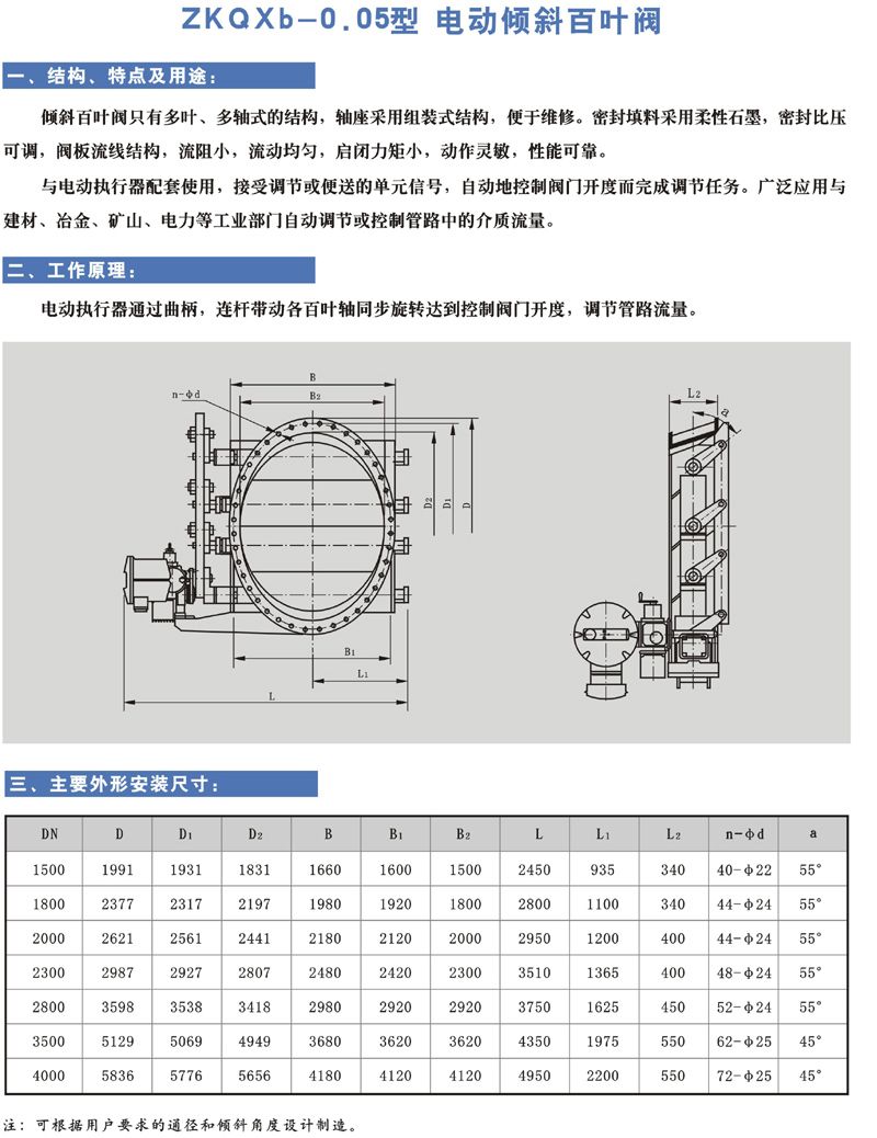 ZK （ QX b ） -0.05 型 電動傾斜百葉閥