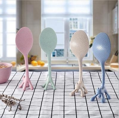 日韓創(chuàng)意卡通可愛(ài)貓咪飯勺 小麥秸稈立式飯勺不粘米