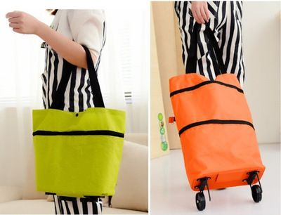 超市購(gòu)物車帶輪子包便攜可折疊生活用品旅行袋老人手拉買菜包