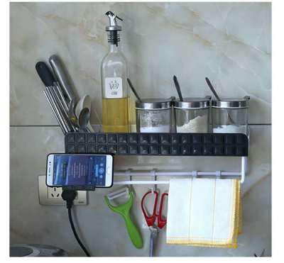 多功能墻壁塑料置物架 加強版免打孔廚房置物架 衛生間收納架