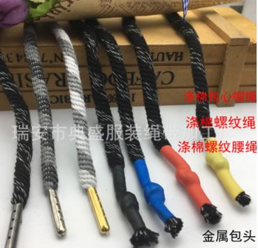 6mm黑白灰彩色實(shí)心螺紋滌棉圓繩褲腰繩化纖衣帽抽繩