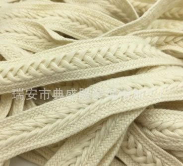 1.8CM寬滌棉化纖環保單色杏色單層辮子織帶繩扁褲繩帽抽繩