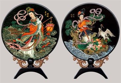 漆器小臺(tái)屏 嫦娥奔月 中國(guó)特色 外事商務(wù)禮品 仿古小屏風(fēng)