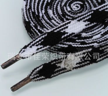 0.8M鞋帶 黑白色服飾鞋包配件材料 自制空心棉紗夾色扁鞋帶