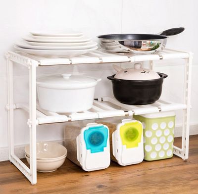 浴室廚房三層隔板可伸縮調節下水槽置物架書房置物架鞋架