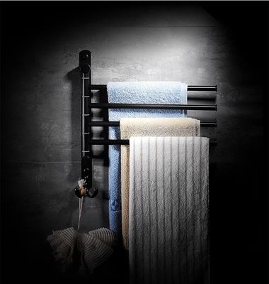 黑古銅色旋轉(zhuǎn)毛巾架衛(wèi)生間不銹鋼活動毛巾桿浴室毛巾掛